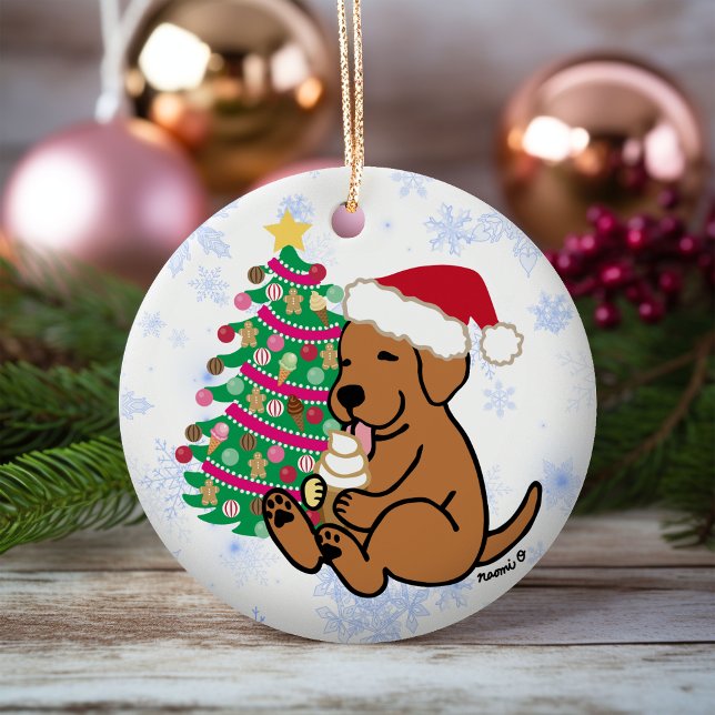 Décoration En Céramique Crème glacée personnalisée Fox Red Labrador (Personalized Fox Red Labrador Ice Cream Christmas Ornament for Labrador Owners.  Cartoon Style.)