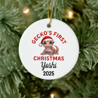 Décoration En Céramique Crested Gecko First Christmas 2025