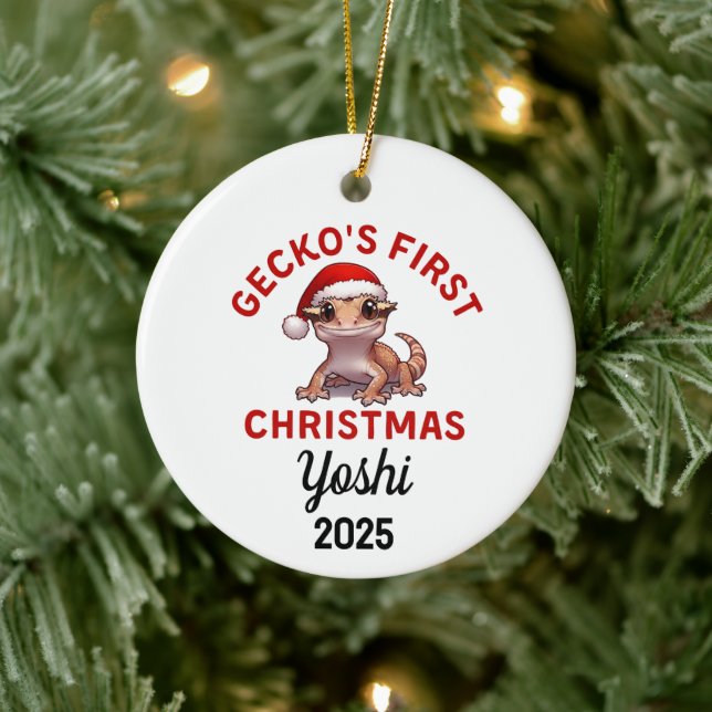 Décoration En Céramique Crested Gecko First Christmas 2025 (Arbre)
