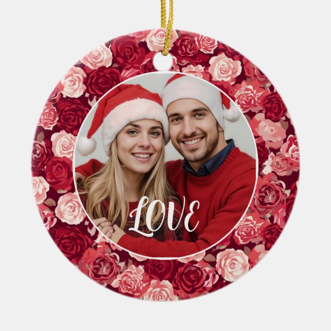 Décoration En Céramique Crimson & Blush Seamless Rose Pattern (Devant)