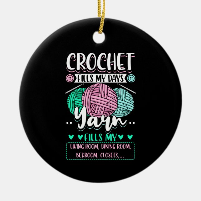 Décoration En Céramique Crochet - Le crochet remplit mes journées (Devant)