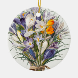 Décoration En Céramique Crocus Spring Flower Botanique Floral Art