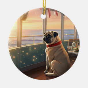 Décoration En Céramique Croisière de Noël de Pug : Délice de vacances fabu