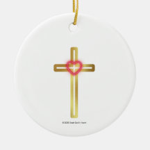 Croix avec Cœur au Milieu - rond, 