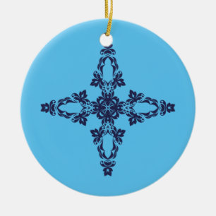 Décoration En Céramique Croix Chrétienne en Bleu Céleste Art