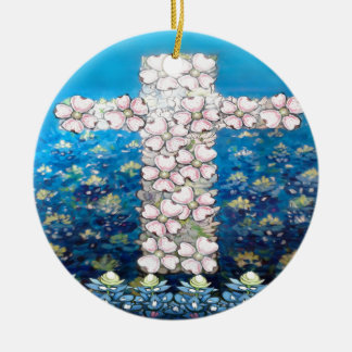 Décoration En Céramique Croix florale