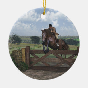 Décoration En Céramique Cross Country - Jumping Horse Ornament