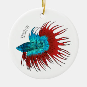 Décoration En Céramique Crowntail betta fish dessin animé