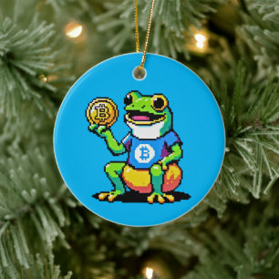 Décoration En Céramique Crypto Frog - Drôle Pixel Art Devise numérique