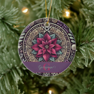 Décoration En Céramique Cuisine personnalisée Poinsettia Pentagram Mandala