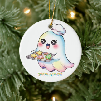 Décoration En Céramique Cuisinier Fantôme Kawaii Avec Cookies de Noël