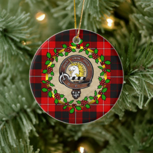 Décoration En Céramique Cunningham Clan Badge & Tartan Personnalisé Noël