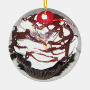 Décoration En Céramique Cupcake au chocolat avec Noël cerise
