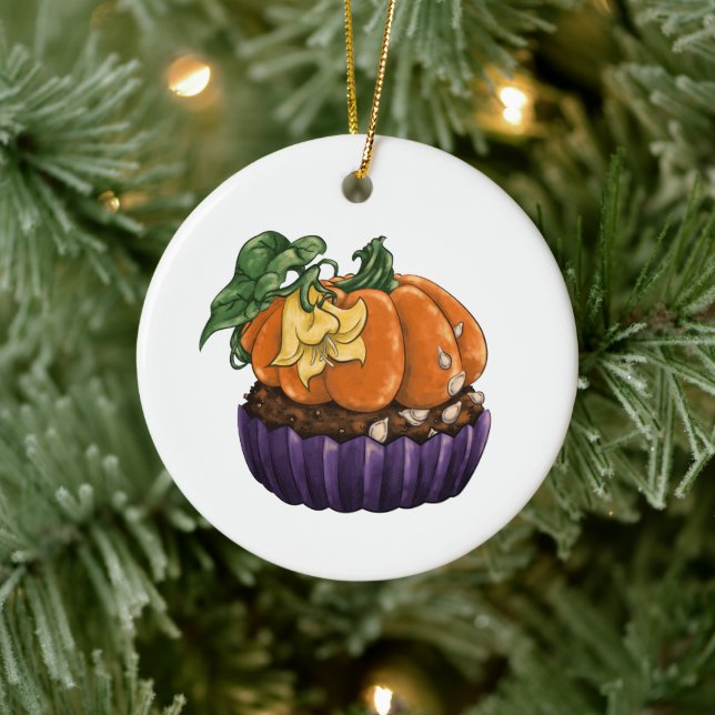 Décoration En Céramique Cupcake Citrouille (Arbre)