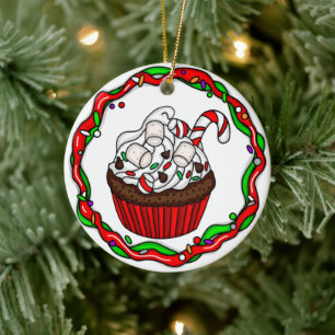 Décoration En Céramique Cupcake de Noël personnalisé