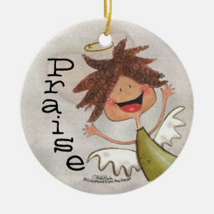Décoration En Céramique Curly Haired Angel-Priez pour aujourd'hui, tous le