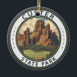 Décoration En Céramique Custer State Park South Dakota Travel Art Vintage<br><div class="desc">Design vectoriel du parc Custer State. C'est un parc d'état du Dakota du Sud et une réserve faunique dans les Black Hills.</div>