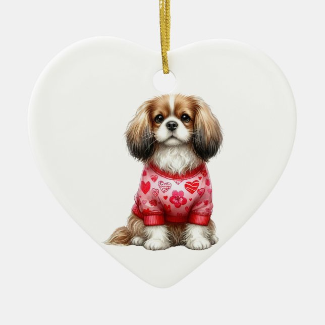 Décoration En Céramique Custom Cavalier King Charles Spaniel Chien Valenti (Devant)