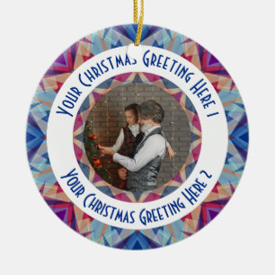 Décoration En Céramique Custom Christmas Star Jolly Blue Photo Grey