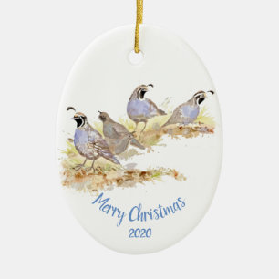 Décoration En Céramique Custom Dated Christmas California Quail Bird Art