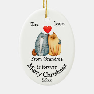 Décoration En Céramique Custom Dated Christmas Chat Love From Grand-mère c