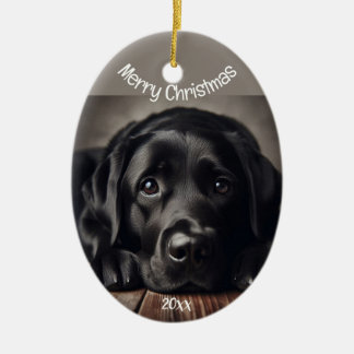 Décoration En Céramique Custom Dated Christmas Labrador Retriever