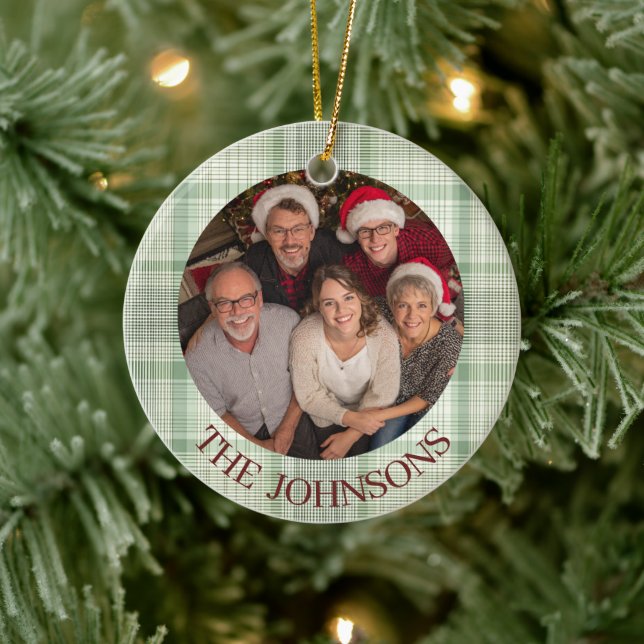 Décoration En Céramique Custom Family Photo Christmas Ceramic Ornament  (Arbre)