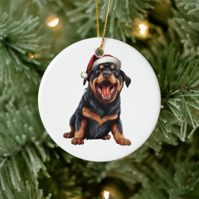 Décoration En Céramique Custom Fun Rottweiler Christmas Chien de race (Arbre)