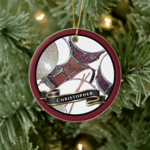 Décoration En Céramique Custom Name Drummer Boy Christmas Drum Holiday