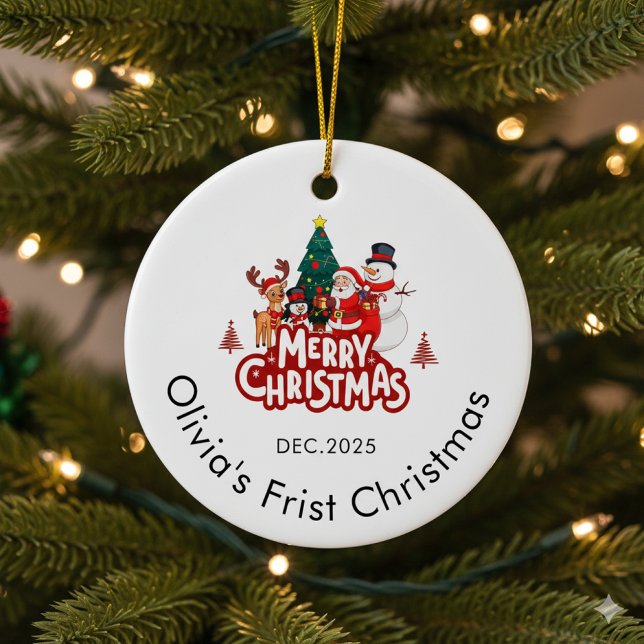 Décoration En Céramique Custom Name Ornament, Baby's First Christmas (Créateur téléchargé)