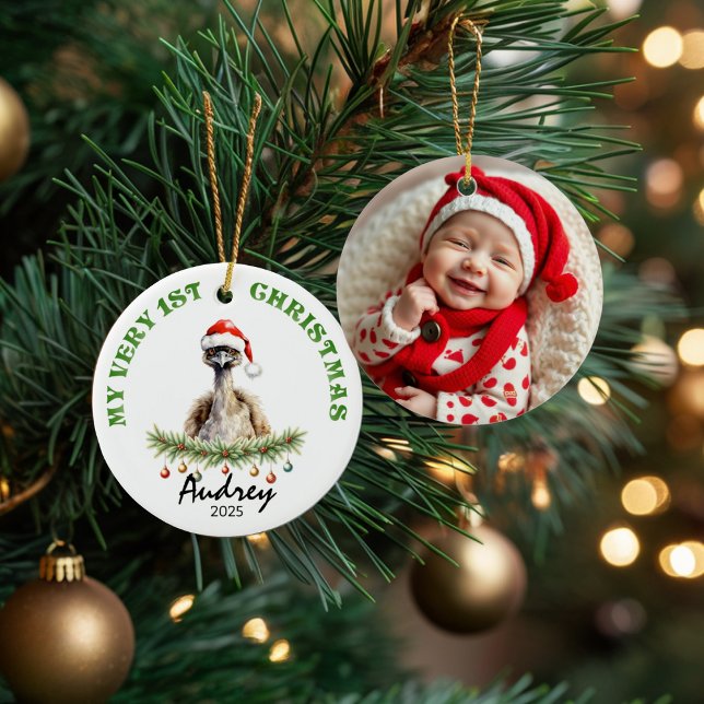 Décoration En Céramique Custom Name & Photo Keepsake with Cute Aussie Emu (Créateur téléchargé)