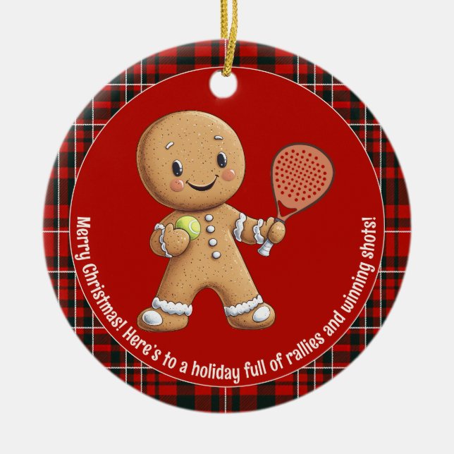 Décoration En Céramique 🎾🎄Custom text,  Padel Powered Christmas (Devant)