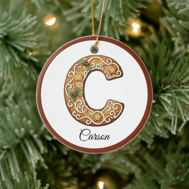 Décoration En Céramique Customize Christmas Gingerbread Letter C Monogram (Arbre)