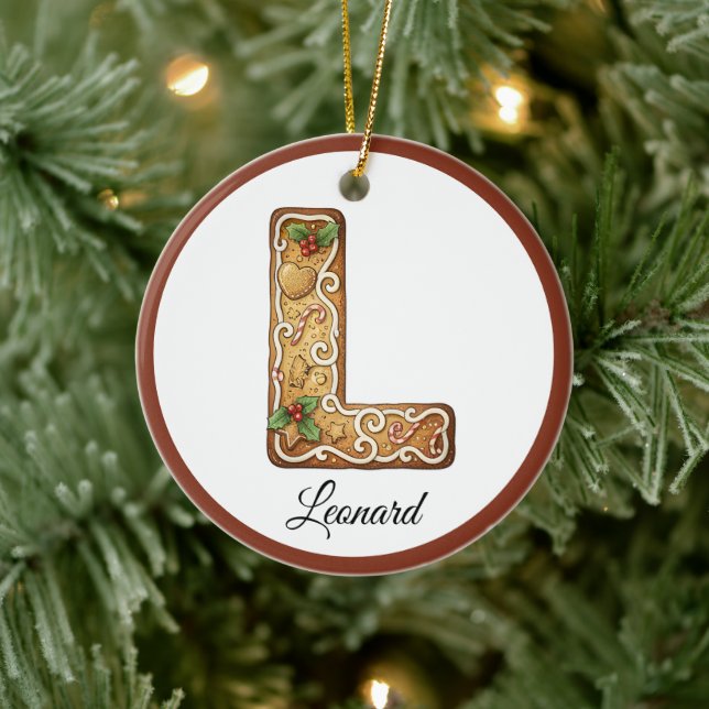 Décoration En Céramique Customize Christmas Gingerbread Letter L Monogram (Arbre)