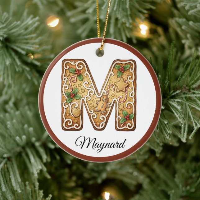 Décoration En Céramique Customize Christmas Gingerbread Letter M Monogram (Arbre)