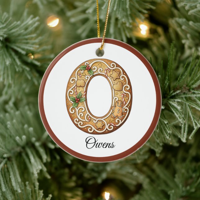 Décoration En Céramique Customize Christmas Gingerbread Letter O Monogram (Arbre)