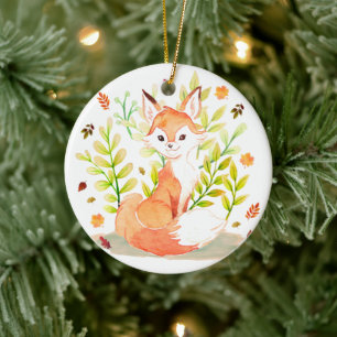 Décoration En Céramique Cute aquarelle Fox animal