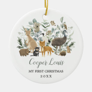 Décoration En Céramique Cute Aussie Animaux Végétation Bébé 1er Noël