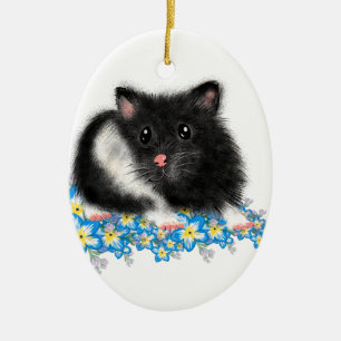 Décoration En Céramique Cute Black white Syrian Hamster gifts