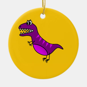 Décoration En Céramique Cute cartoon angry purple dinosaure
