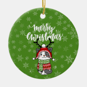 Décoration En Céramique Cute Chat Noël Stocking fourchettes Galore