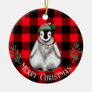 Décoration En Céramique Cute Christmas Penguin , festive Arctic animal Ce