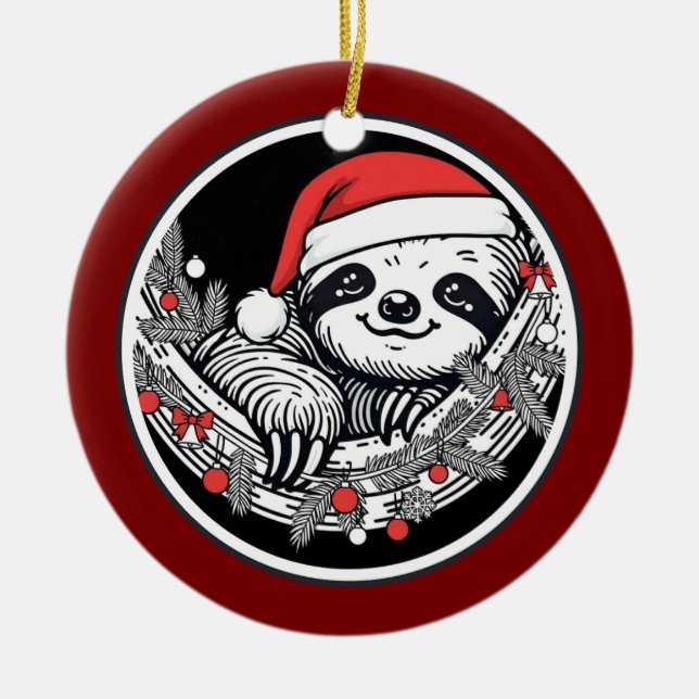 Décoration En Céramique Cute Christmas Sloth Ornament (Devant)