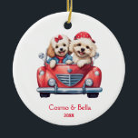 Décoration En Céramique Cute Cockapoo Doodle Chien chiot dans une voiture<br><div class="desc">Apportez la joie et la fantaisie à votre saison de vacances avec notre mignon Cockapo Doodle Dogs dans un ornement de voiture rouge. Cette charmante décoration de Noël présente d'adorables Doodle Dogs dans une voiture rouge festive, créant un ajout charmant et chaleureux à votre décor de vacances. Ajoutez votre sapin...</div>