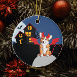 Décoration En Céramique Cute Corgi Halloween Devil Costume Hauné Maison<br><div class="desc">Joyeux Halloween de ce mignon Corgi déguisé en costume de diable méchant pour la fête. Ce drôle de chien est assis devant une éffrayante maison hantée prête à accueillir les astuces ou les traiteurs. Ferme-toi si tu oses ! Parfait pour la chasse au phoque les cadeaux.</div>