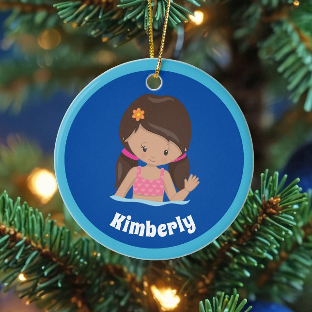 Décoration En Céramique Cute Custom Girls Swim Team Noël (Créateur téléchargé)