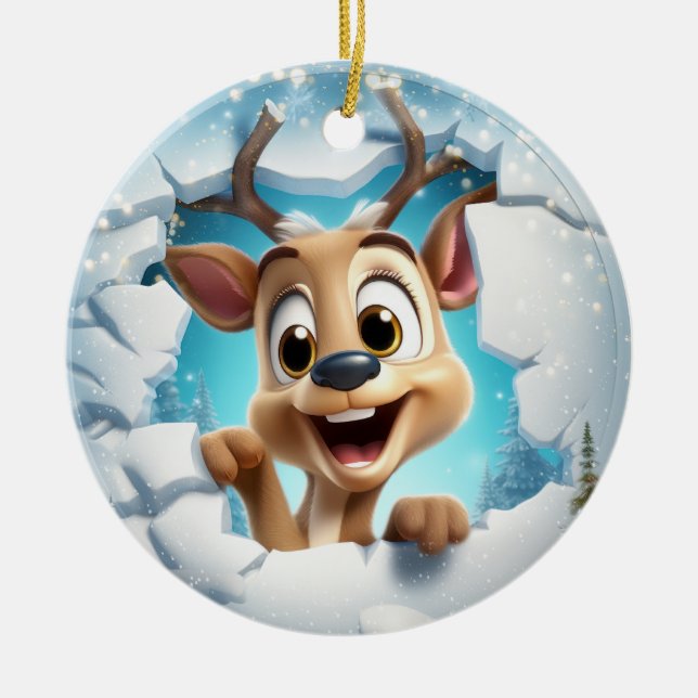 Décoration En Céramique Cute Deer 3D (Devant)