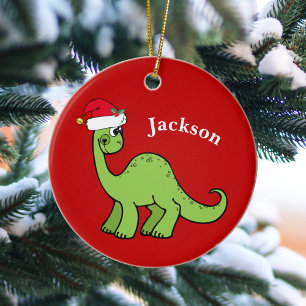 Décoration En Céramique Cute Dinosaur Père Noël Casquette Red Kids Noël