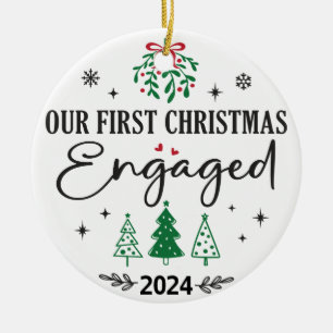 Décoration En Céramique Cute Engagé Notre premier Noël