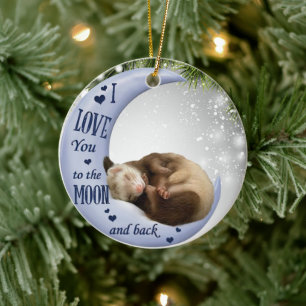 Décoration En Céramique Cute Ferret Dormir L'Amour À La Lune Arrière anima